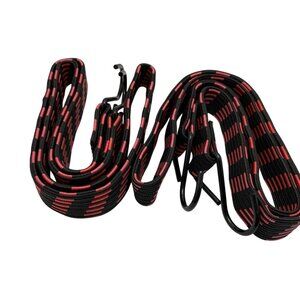 Heavy-Duty Black & Red Bungee Cord With Metal Hooks - Multipurpose Strap For Sec